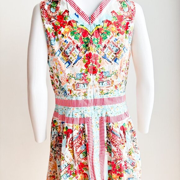 Talbots Novelty Print Italian Cafe Colourful Vacation Dress 12 - Picture 8 of 8
